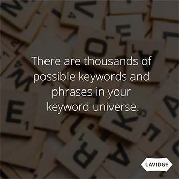 There are thousands of possible keywords and phrases in your keyword universe.