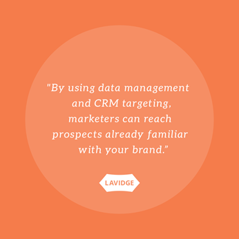 By using data management and CRM tracking, marketers can reach prospects already familiar with your brand.