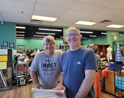 Rick Crosby and Tim Trull take time away from their daily roles at LAVIDGE to volunteer through the agency's IMPACT program at Hope's Closet in Goodyear, Ariz.